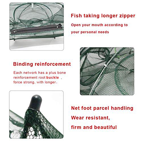 Bonlting Portable Folded Fishing Net - Crab Trap,Minnow Traps,Shrimp Trap,Fishing Bait Traps,Crayfish Trap, (6 Sides 12 Holes) - Thumbnail 4