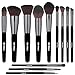 BS-MALL Makeup Brushes Premium Synthetic Kabuki Foundation Blending Blush Eyeliner Face Powder Basic Eyeshadow Lip Foundation Makeup Brush Set(12 Pcs, Grey Black)