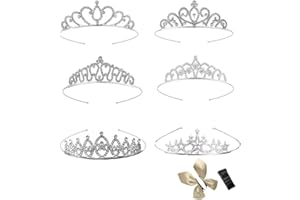 6pcs Girls Princess Crystal Tiara Crown Silver Crystal Tiara Bridal Wedding Crown For Dance Performance Birthday Party,Weddin