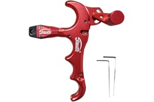 JIANZD Archery Release 4 Fingers 360° Rotatable Aluminum Alloy Thumb Release for Compound Bow Red