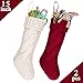 LimBridge Christmas Stockings, 2 Pack 15 inches Mid-Size Classic Knit Knitted Xmas Rustic Personalized Stocking Decorations for Family Holiday Season Decor