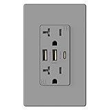 ELEGRP 30W 6.0 Amp 3-Port USB Wall Outlet, 20 Amp