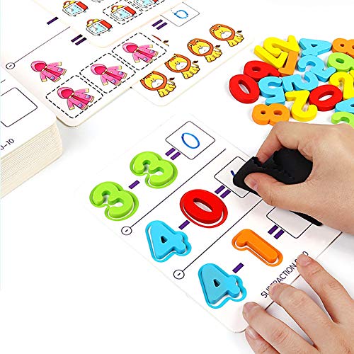 PinShang Kids Baby Wooden Blocks Math Cards Educational Toy for Counting