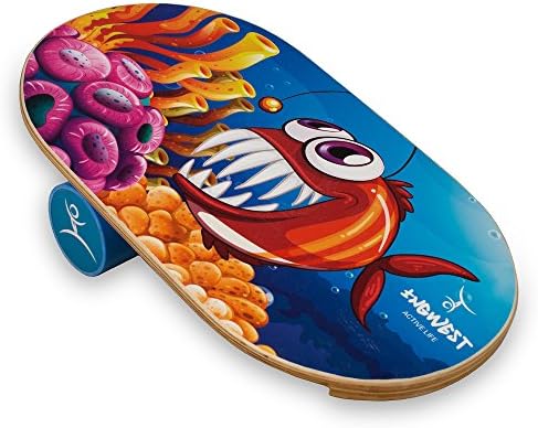 InGwest Active Life - Wooden Balance Board for Kids with Roller (Fish) Keeping Active Kids On Their Feet