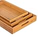 BIRDROCK HOME 3 pc Bamboo Breakfast Bed Trays (Squared) - Cut Out Handles - Set of 3 - Bamboo - Nesting