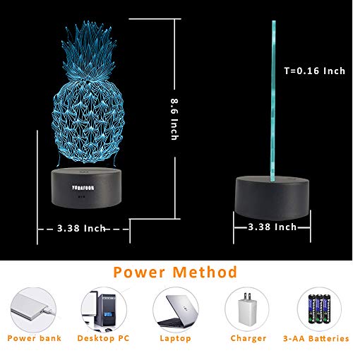 image for YODAFOOR Night Lights for Kids Pineapple 3D Night Light Gifts Bedside 