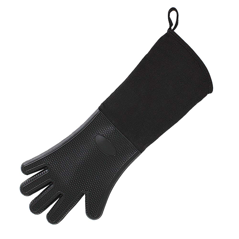 MEGA Extra Long Silicone Oven Glove Professional Heat Resistant Grilling Mitt Black