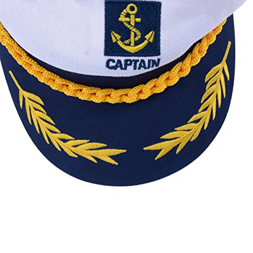 Sailor Captain Hat Embroidery Boat Ship Sailor Hats Adjustable Navy Hats For Children White 1 Pcs