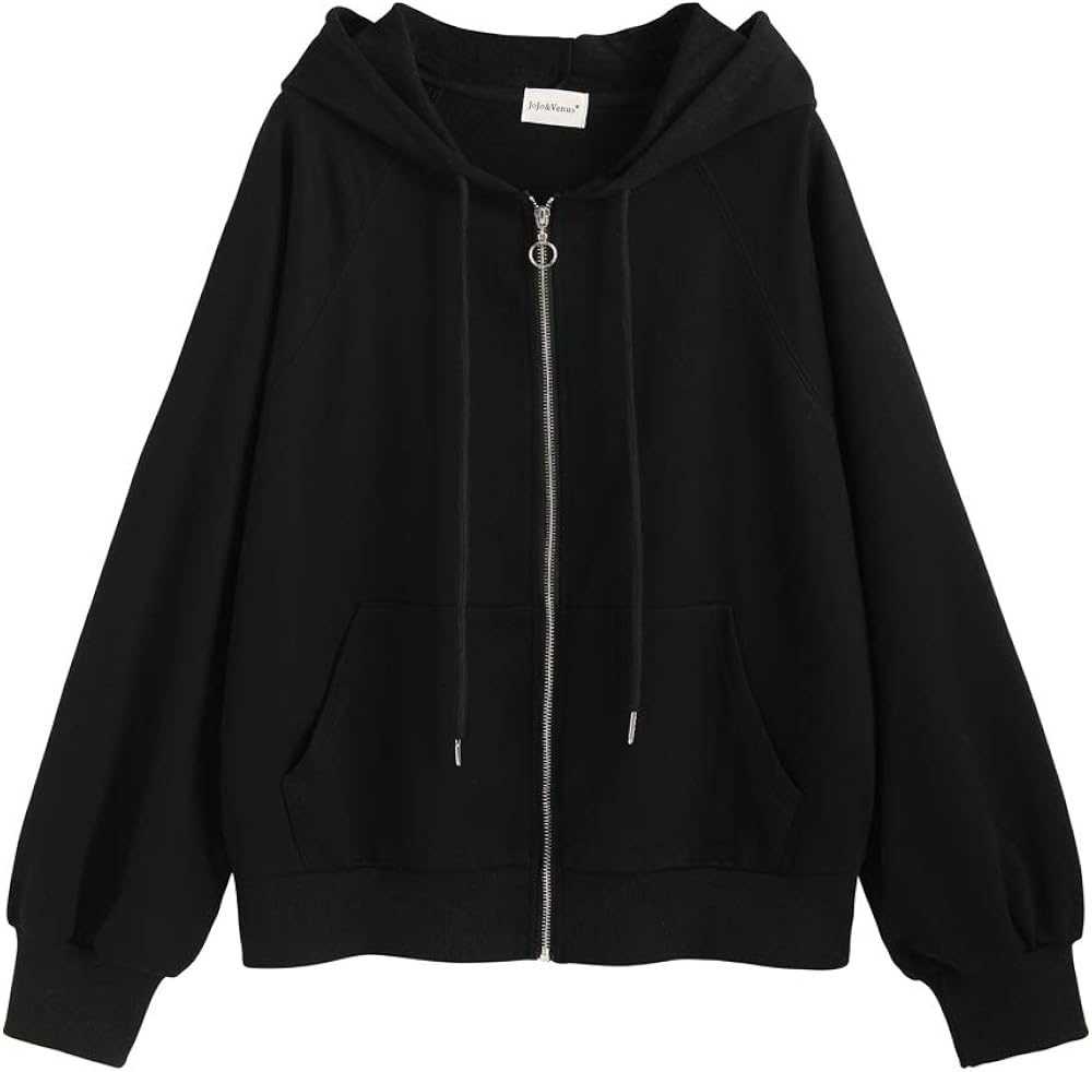 Buy Women's Zipper Hooded Sweatshirt Solid Color Cotton Sweatshirt with