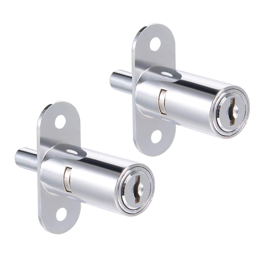 sourcing map Drawer Desk Wardrobe Cabinet Push Plunger Lock, 3/4" Cylinder Diameter 1-1/2" Cylinder Length, Zinc Alloy Chrome Finish, Keyed Alike 2Pcs