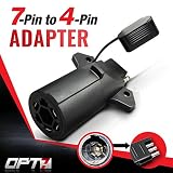 OPT7 Weatherproof 7 Way Flat Blade to 4 Way Pin Adapter w/Secure Tab - for Trailer Tow Hitch and Redline Tailgate LED