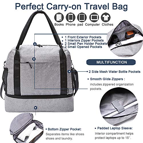 Carryon Tote Bag with Bottom Zippered Compartment, Slides over Luggage