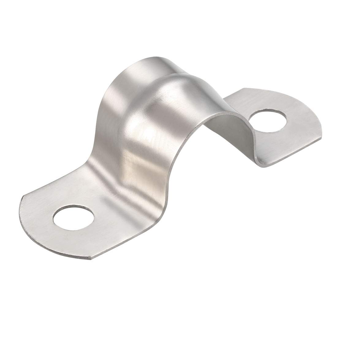 sourcing map 16mm(0.6") Rigid Pipe Strap, 2 Holes 304 Stainless Steel Tension Tube Clip Clamp 10pcs