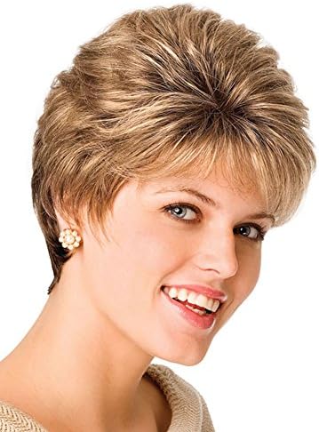 AmorWig Cosplay or Daily Boycut Stylish Short Small Curly Hair Wig Blonde