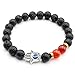 JOVIVI Jewelry 8MM Antique Silver Hamsa Hand Blue Evil Eye Lava Stone Bracelet 7''L(Two Red Gate Ball)