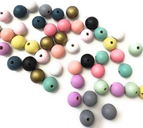 48pc pastel round wooden beads 18mm with 4mm hole, painted for DIY crafting and jewelry making