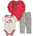 Calvin Klein Baby 3 Piece Creeper Pants Set, Red, 0/3 Months