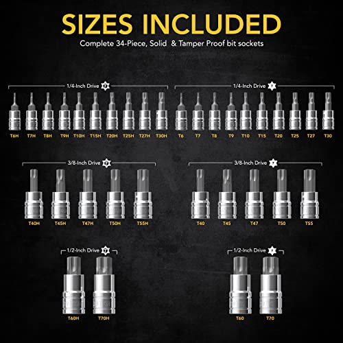LEXIVON Master TORX Bit Socket Set, Premium S2 Alloy Steel Complete