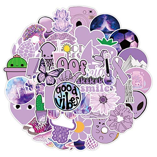 Cute Purple Stickers, Stickers Pack(50pcs),Waterproof Aesthetic Trendy Cool Vinyl Kawaii Stickers for Teen Girls Kids Boys,Water Bottle Phone Ipad Laptop Luggage Skateboard Car (Purple VSCO)