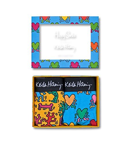 Happy Socks Men's 2-Pack Trunk, Keith Haring Collection (Large)