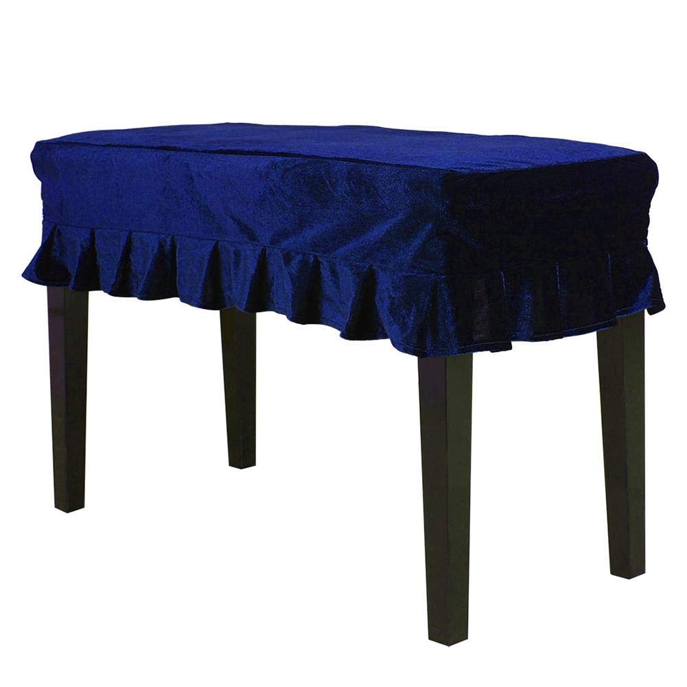 Piano Stool Cover, Gold Velvet Piano Double Stool Anti-Dust Cover with Wrinkled Edging Lace Decoration(blue)