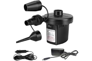 Electric Air Pump, 2 in 1 Quick-Fill Inflate/Deflate air Mattress Pump, 110V AC/DC 12V with 3 nozzles for Inflatables Couch, 