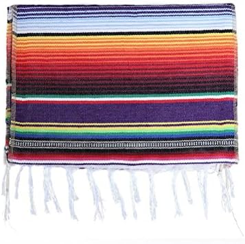 TiLarry 14 x 84 inch Mexican Serape Table Runner for Mexican Party Wedding Decorations, Fringe Cotton Table Cloth Table Cover