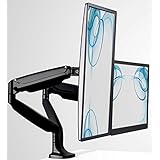 Mount-It! Dual Computer Monitor Mount Arm, LCD Monitor Stand for Desk, Clamp, Articulating Gas Spring Arms, Computer Monitors up to 32 Inches, VESA 75x75 100x100, 20 Lb Capacity Each Arm, Black