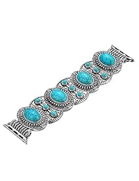 Fastgo   Correa para Apple Watch (1.496 in, 1.575 in, 1.654 in, 1.732 in, estilo bohemio étnico antiguo con turquesa, compatible con la serie 4, 3, 2 y 1)