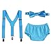 IWEMEK Baby Boys 1st Birthday Cake Smash Outfit Adjustable Y Back Elastic Clip Suspenders Bowtie set Pre-tied Bloomers Shorts
