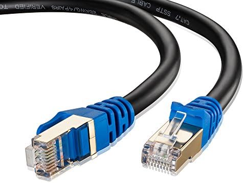 Outdoor Cat 7 Ethernet Cable 65ft, LiuTian 26AWG Heavy-duty Cat7 Networking Cord Patch Cable RJ45 10 Gigabit 600Mhz Lan Wire Cable STP Waterproof.