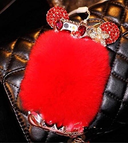 Galaxy S8 Plus Ear Case,Jesiya Luxury 3D Handmade Shiny Crystal Cute 3D Mouse/Bear Ear Warm Rabbit Fur Hair Plush Back Bling Diamond Case Cover for Samsung Galaxy S8 Plus