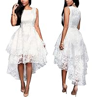 Zhjmgmxg Bridesmaid Dress Women Sleeveless White Organza High Low Prom Evening Dress Flower Print Cocktail Party Gowns Formal Swing Dress Bridesmaid Dress Casual Beach Dress Cocktail Formal Dress