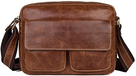 Clean Vintage Leather Crossbody Carry-All Sling Messenger Bag Day Pack Rustic