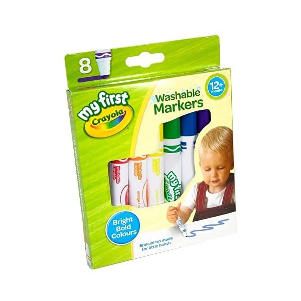 CRAYOLA-My-First-Washable-Markers-Pack-of-8 CRAYOLA MyFirst Washable Markers - Assorted Colours (Pack of 8) | Easy-Grip Markers Perfect for Toddlers Hands | Ideal…