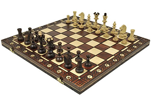 Brown Senator Wooden Chess Set - Weighted Chessmen 16 x 16"