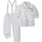 HOZIY Toddler Boy Clothes Suit Gentleman Outfits Formal Dress Shirt+Tie+Vest+Corsage+Suspender+Pants 6PCs Sets for 1-7 Years