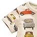 Metee Dresses Boy's Short Sleeve Cotton T-Shirts Car Print Tops Size 4 Years,4T(3-4 Years),Beige