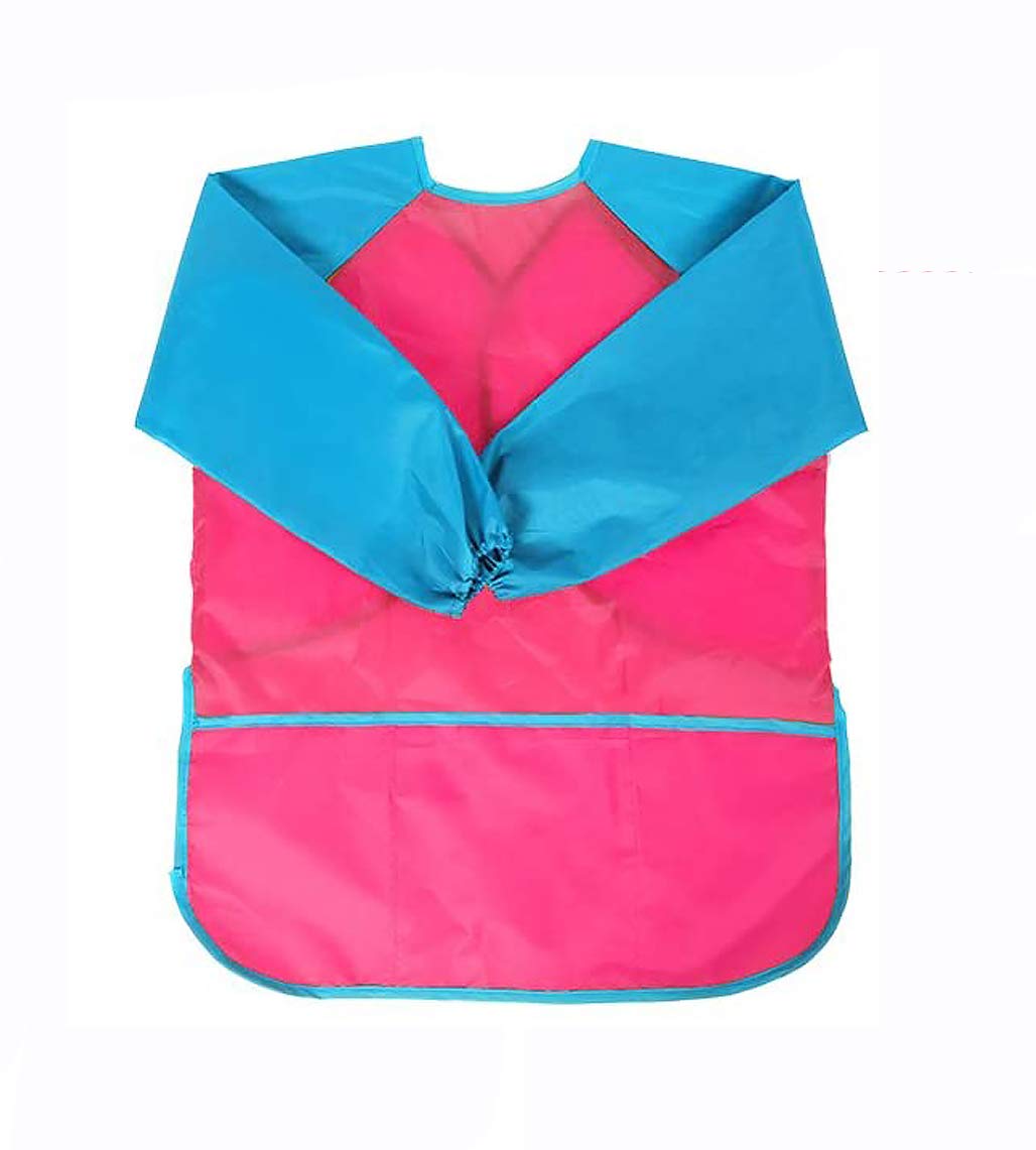 tooloflife Childrens Kids Toddler Waterproof Long Sleeve Play Apron Painting Smock for Painting, Baking, Cooking - L - Age 8-10 years - Rose Red