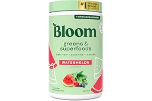 Bloom Nutrition Superfood Greens Powder, Digestive Enzymes with Probiotics and Prebiotics, Gut Health, Bloating Relief for Women, Chlorella, Green Juice Mix with Beet Root Powder, 25 SVG, Watermelon