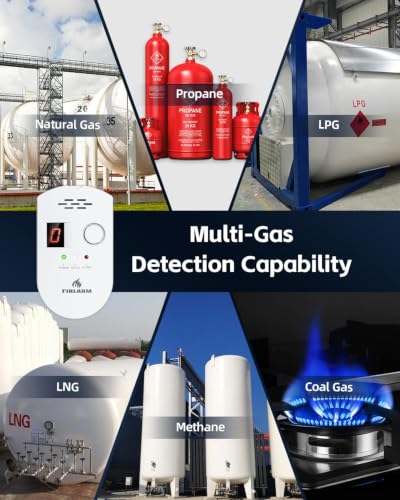 Firlarm Natural Gas Detector, Plug-in Gas Leak Detector for Home, Propane Leak Alarm with LED Digital Display