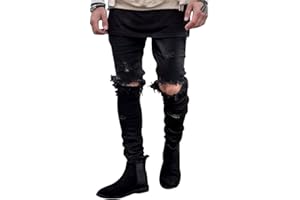 HUNGSON Mens Ripped Skinny Jeans Slim Fit Stretch Pants for Men