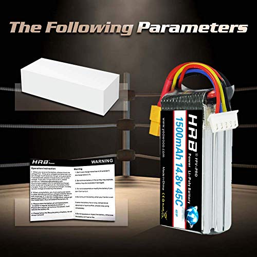HRB 2pcs 4S 14,8V 1500mAh 45C Lipo RC Akku mit xt60 stecker für RC Evader BX Auto RC LKW RC Truggy RC Flugzeug UAV Drone… – Bild 6