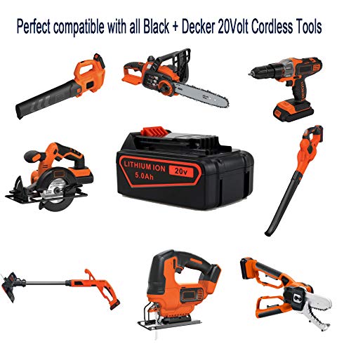 CELL9102 2Packs LBXR20 20V Lithium Battery and Charger for Black and Decker 20V MAX Charger and