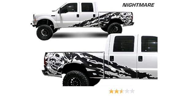 Amazon Com Factory Crafts Nightmare Side Graphics Kit 3m Vinyl Decal Wrap Compatible With Ford F 250 Crew Cab 6 75 Bed 1999 2006 Matte Black Automotive
