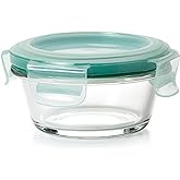 OXO Good Grips 1 Cup Smart Seal Airtight Glass Round Food Storage Container | Leakproof Lid, Freezer-to-Oven Safe, Ideal for Sides, Snacks, Dips, Portioning, Microwave and Dishwasher Safe