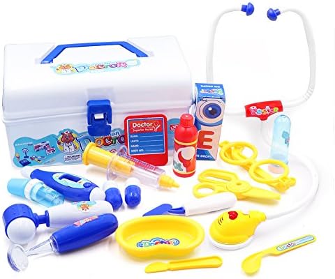 Doctor Play Set with Electronic Stethoscope - Lunaoo Durable Medical Kit 18 Doctor’s Equipment - Educational and Great for Role Play
