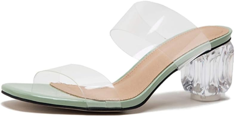 green sandals block heel