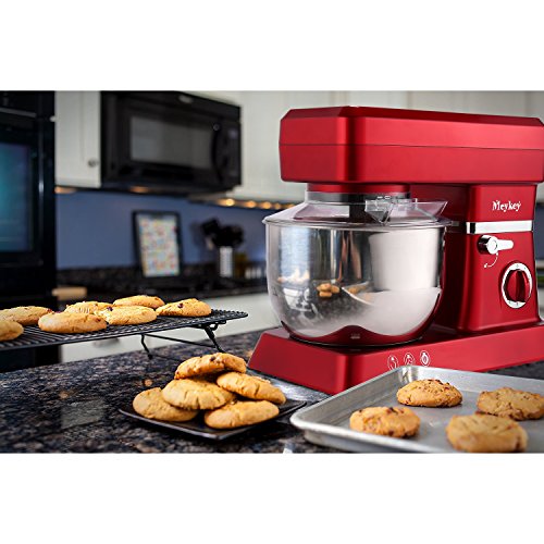 Stand Mixer, 600W Tilt-Head Kitchen Electric Food Mixer with 6-Speed Control, 5-Quart Stainless Steel Bowl, Dough Hook, Whisk, Beater, Splash Guard (red)