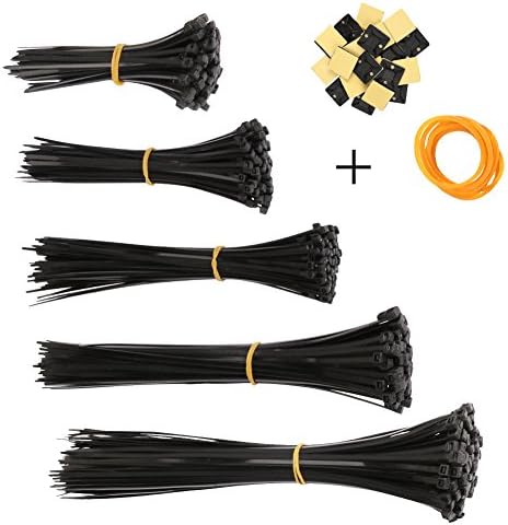 Supoo 500 Pack Zip Ties Nylon Cable Zip Ties Nylon Plastic Ties Adjustable Zip Ties Self Locking Zip Ties Black Zip Ties